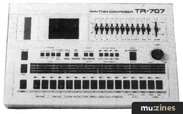 TR-707 photographed in Electronics and Music Maker, December 1984