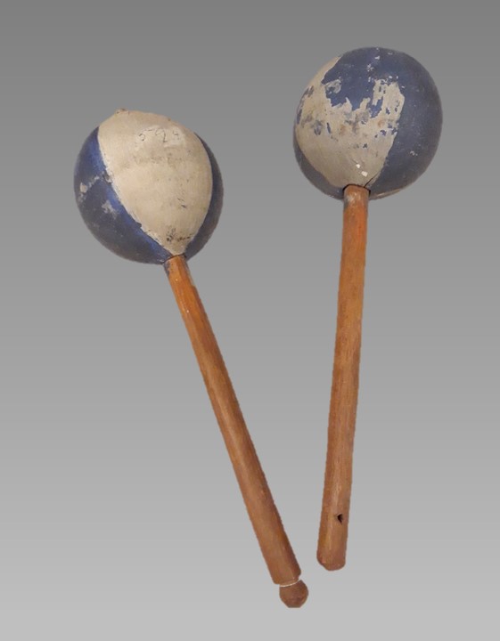 Pair of late nineteenth-century Cuban gourd maracas in the Metropolitan Museum of Art