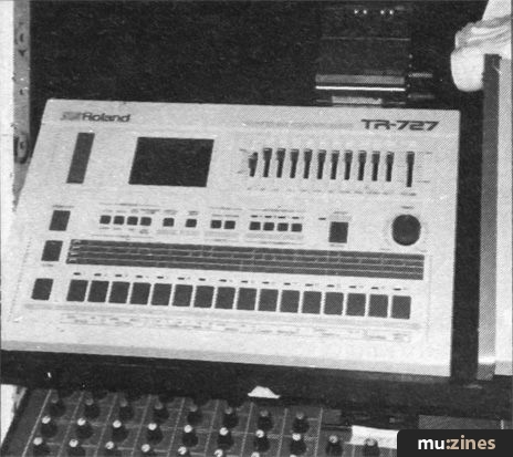 TR-727 beside a mixer in International Musician