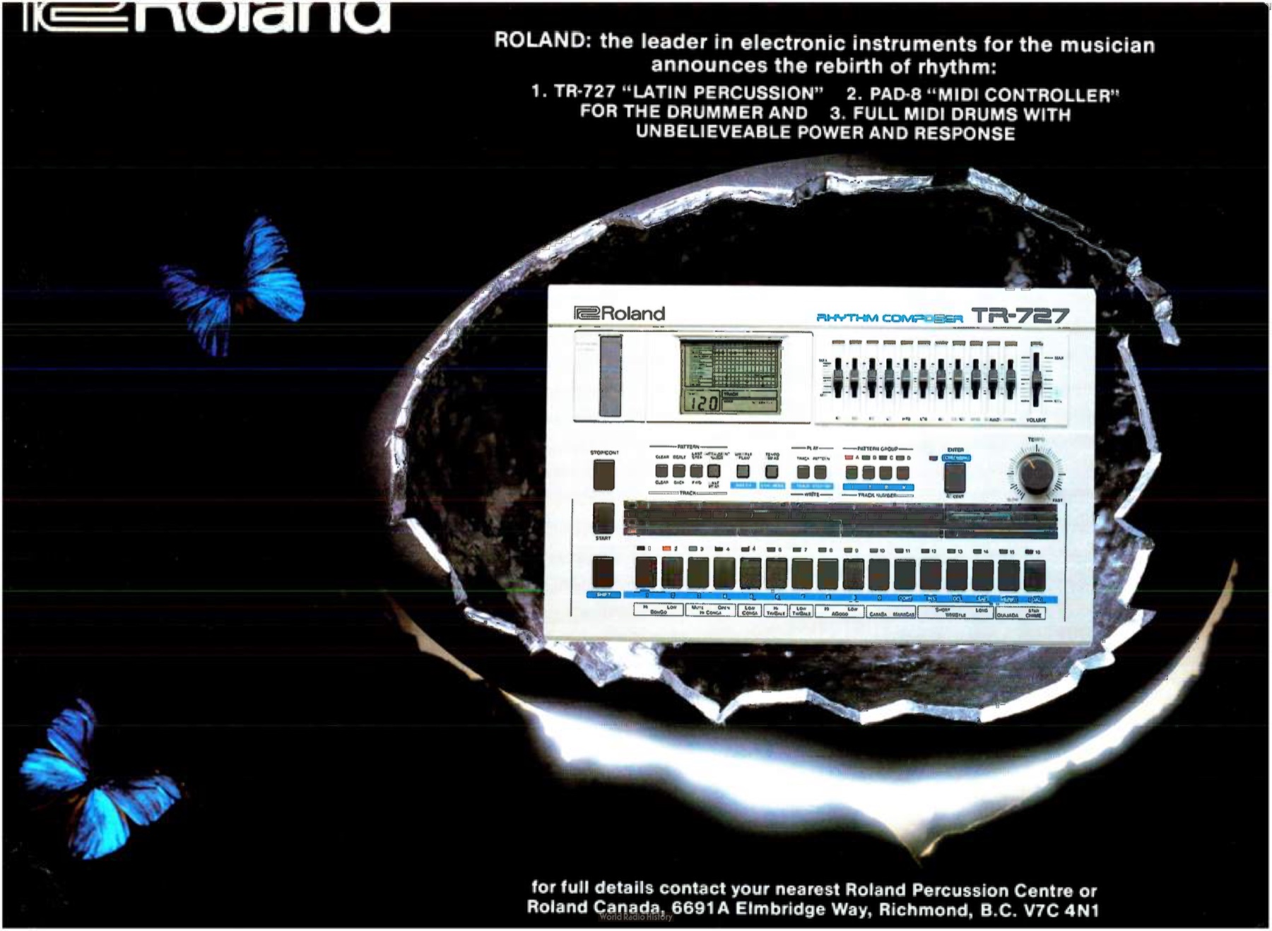 Roland Rebirth Rhythm Ad Aug 1985