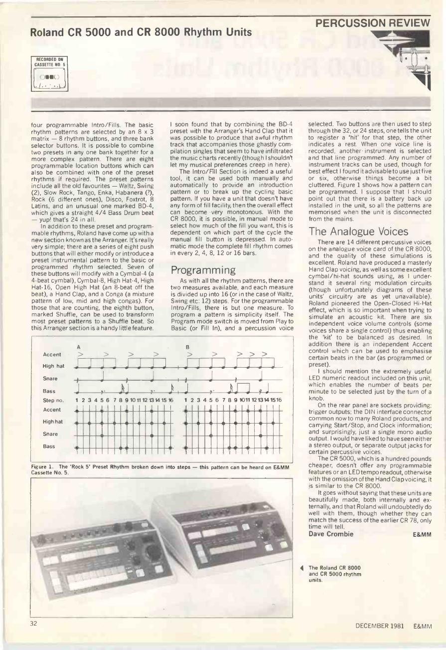 Second page of the 1981 CR-5000 and CR-8000 review with Rock 5 transcription and both machines