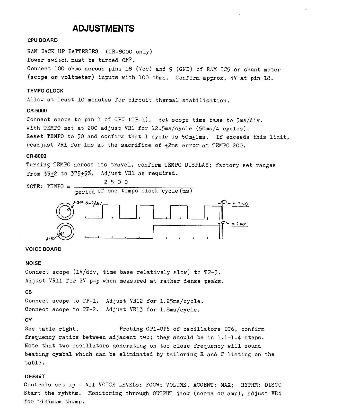 CR-8000 factory adjustment procedures