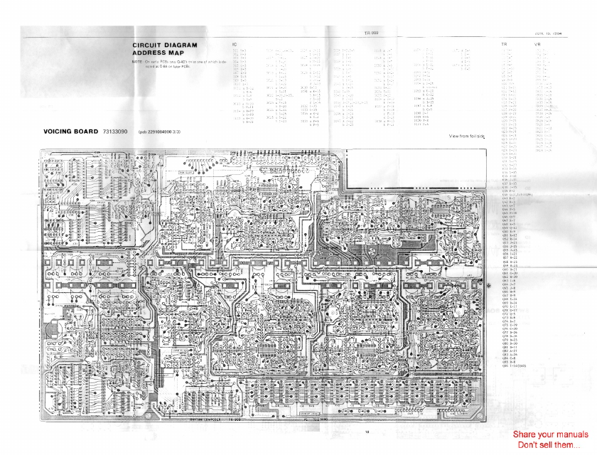 the Roland TR-909 factory voicing-board page