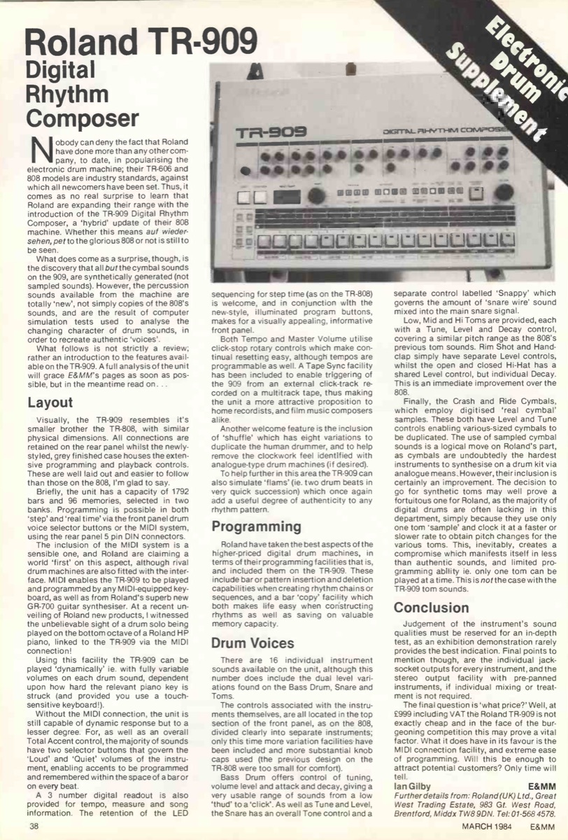 the March 1984 TR-909 preview