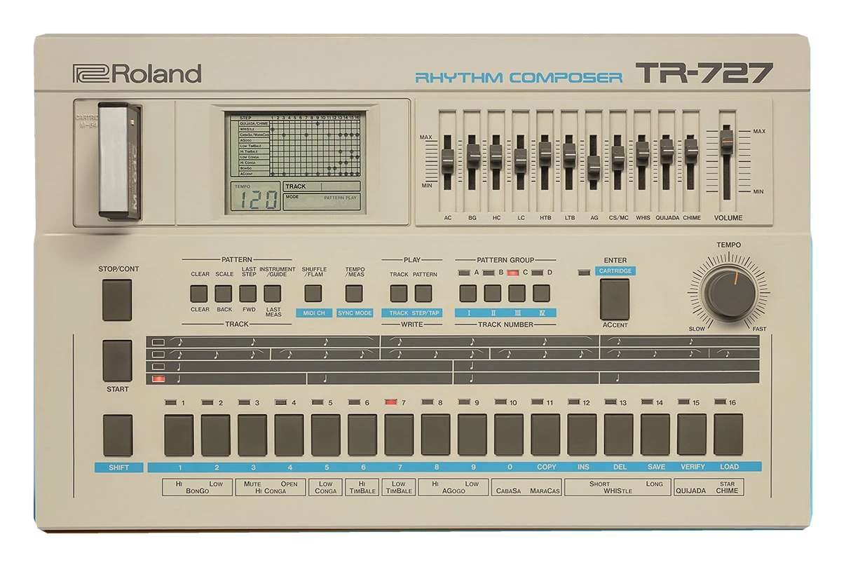 Roland TR-727 in the original manufacturer photograph, background removed