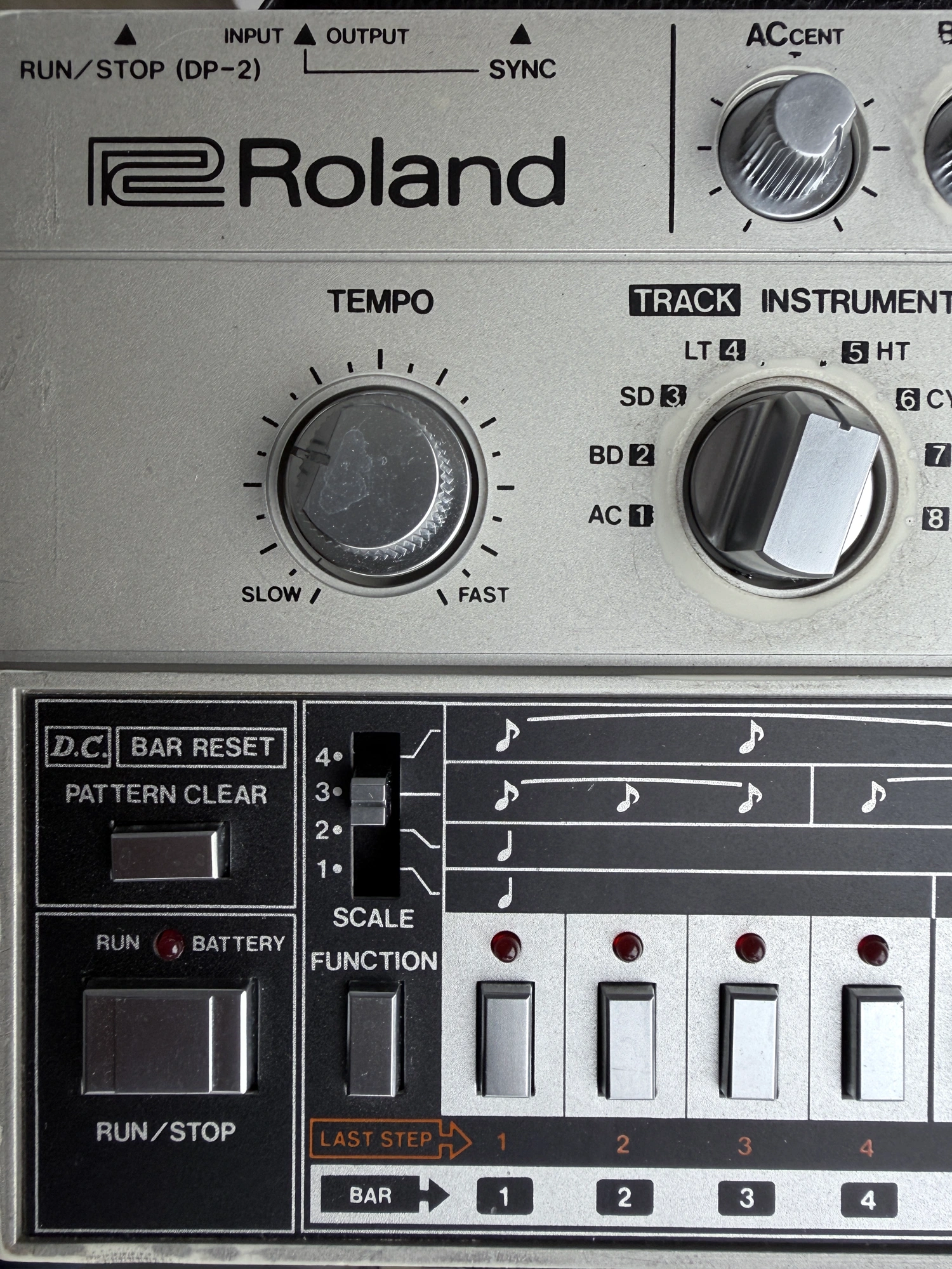 Big Beat Collection TR-606: tempo, mode and scale selectors above the step keys