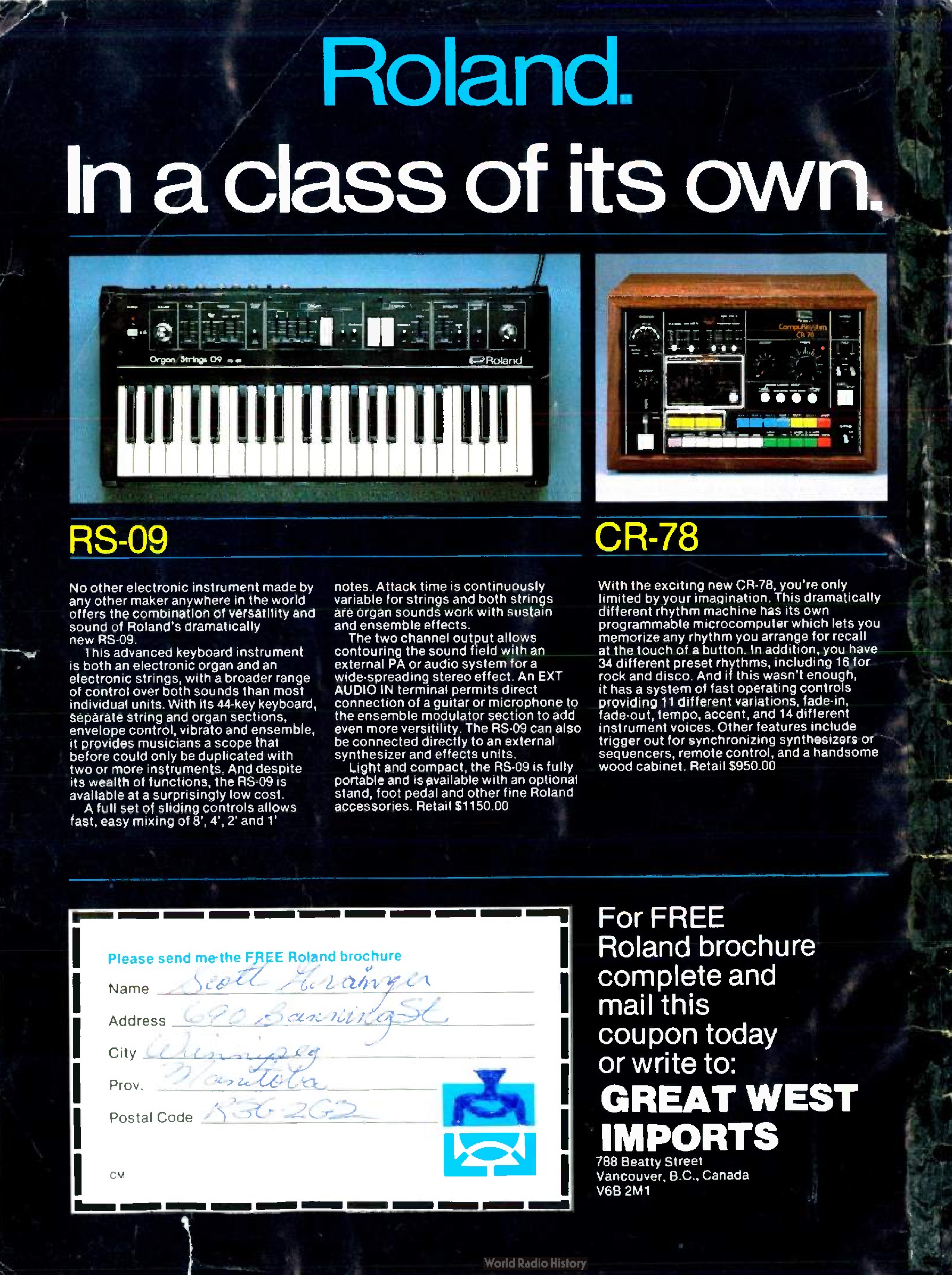 Cr 78 In A Class Of Its Own Ad