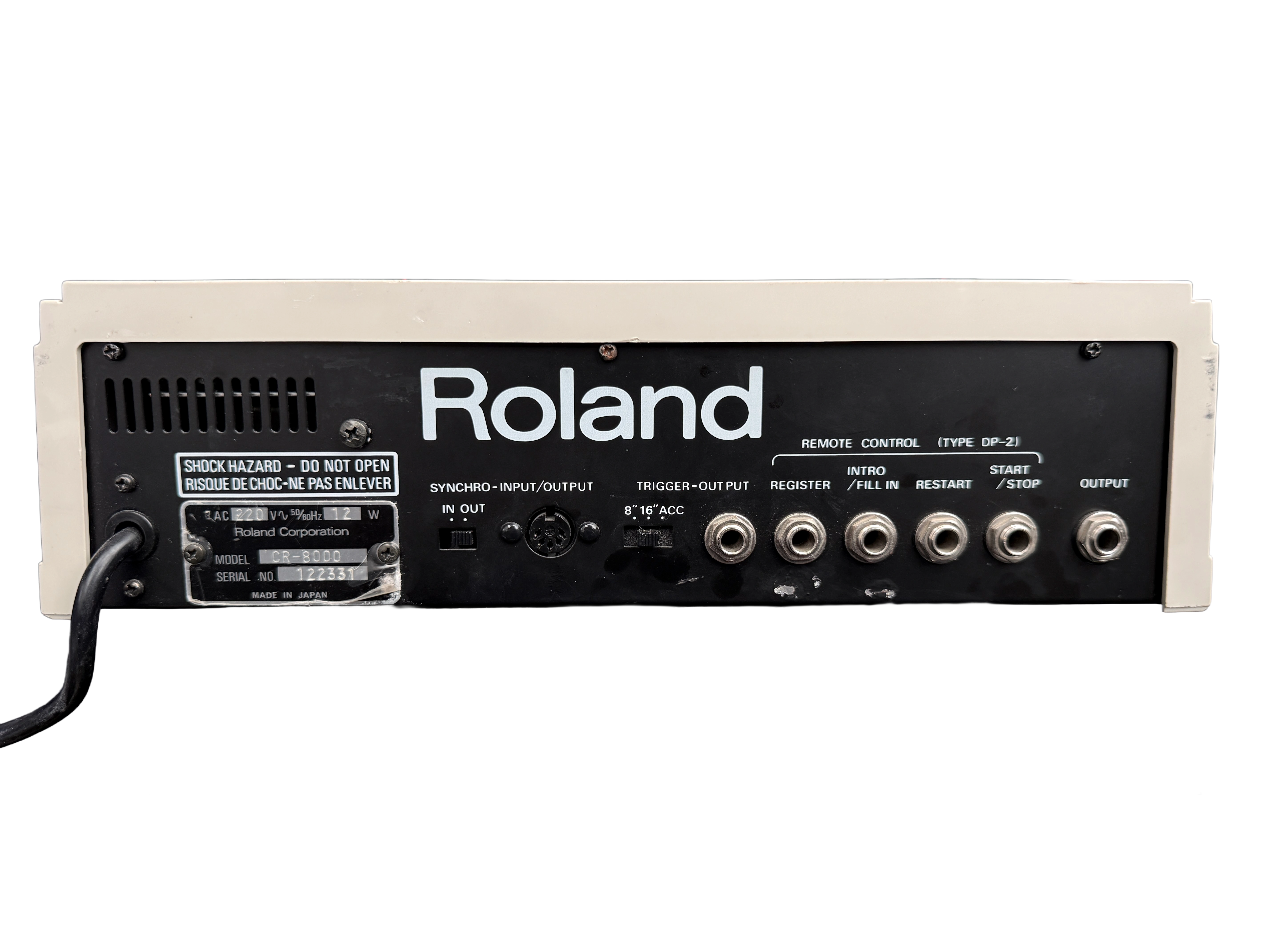 Complete rear view of Big Beat Collection CR-8000 unit 122331 showing its connection panel