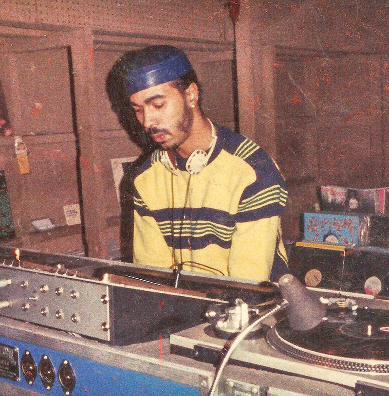 DJ Ron Hardy working behind the decks at the Music Box in Chicago
