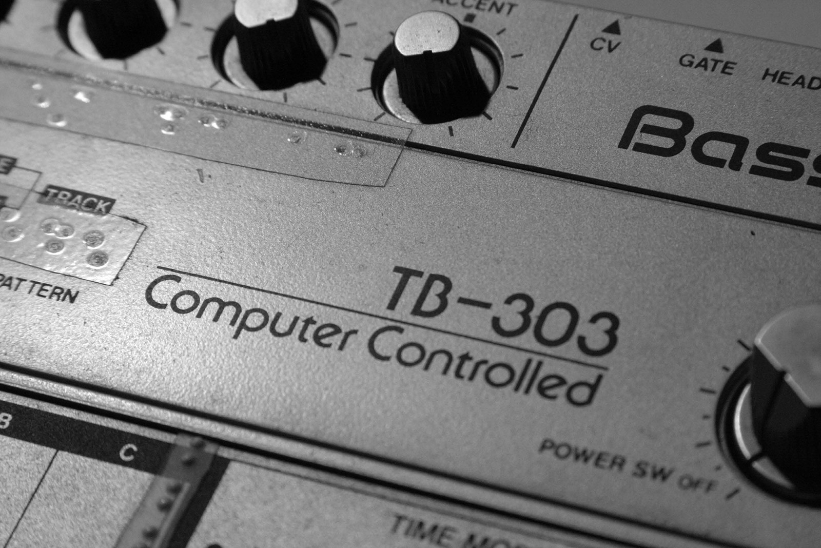 Close view of an original TB-303 control surface