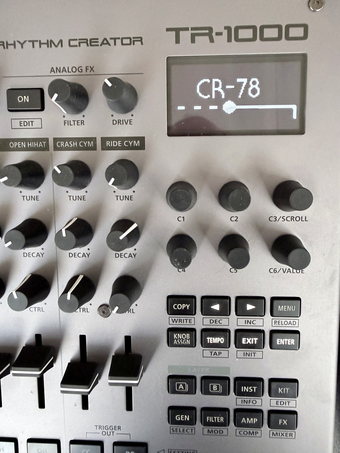 TR-1000 screen showing a CR-78 ACB generator