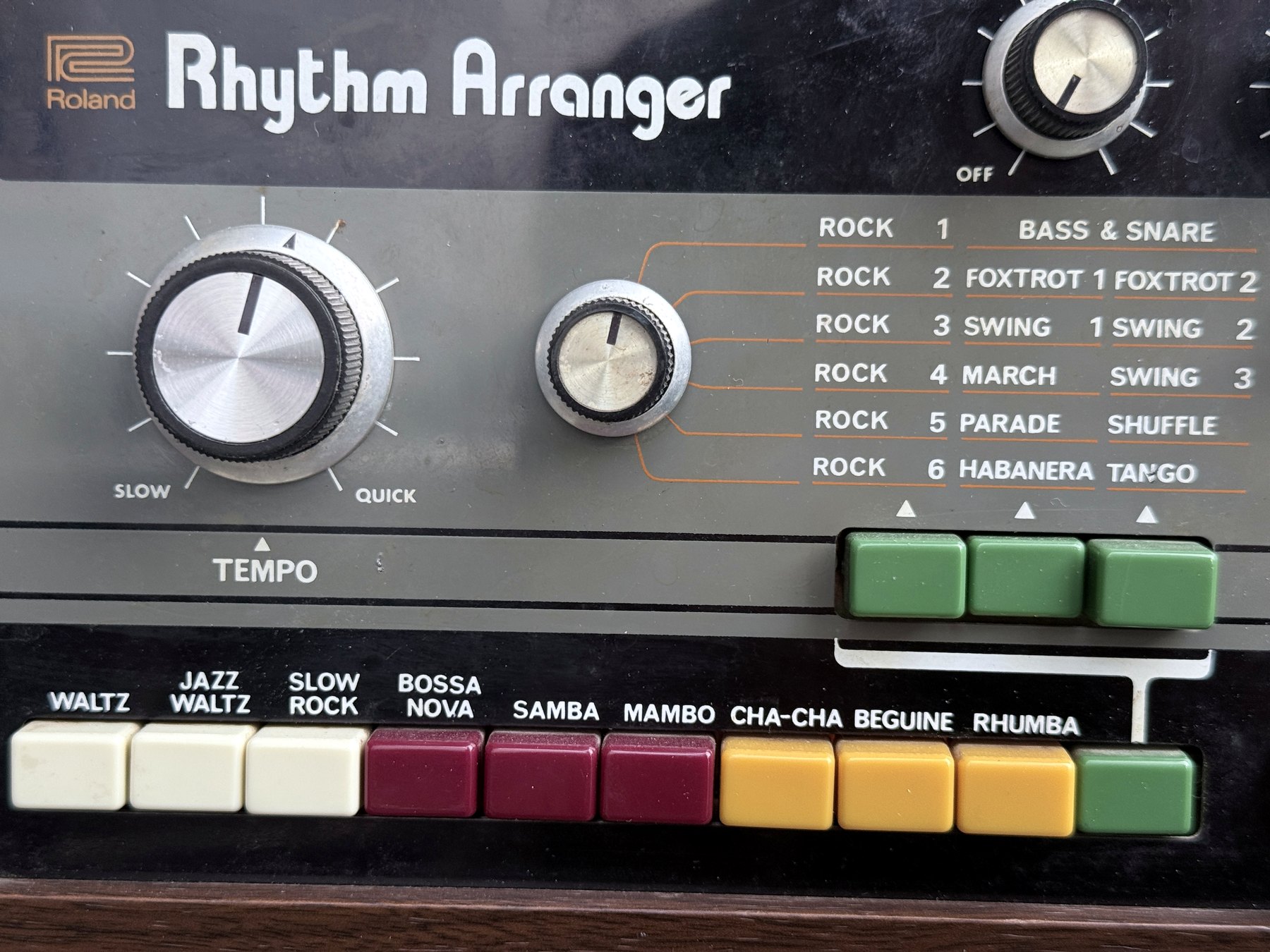 TR-66 tempo, balance, arrange and rhythm-bank controls