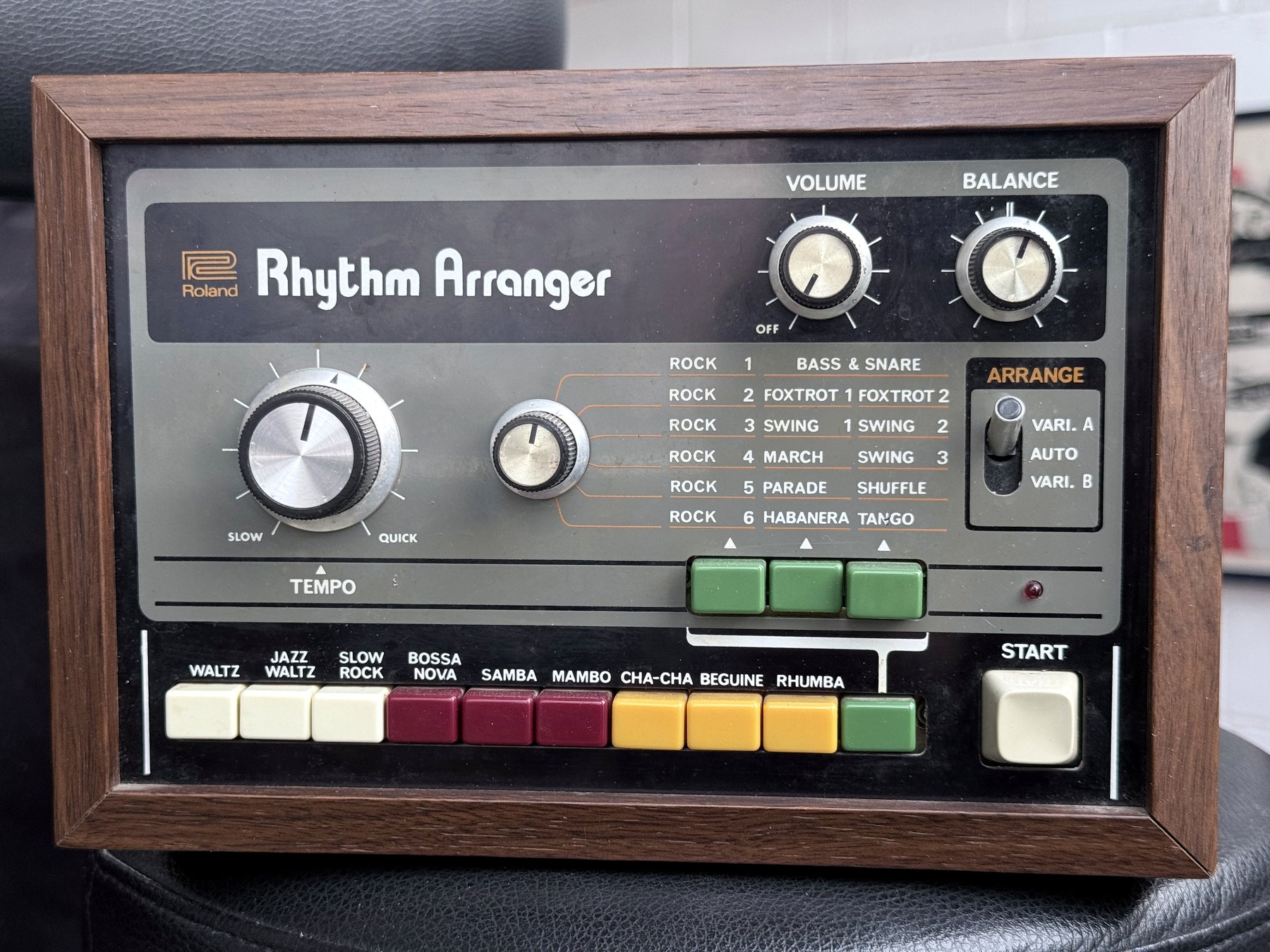 Head-on photograph of the complete Big Beat Collection Roland TR-66 in the working studio