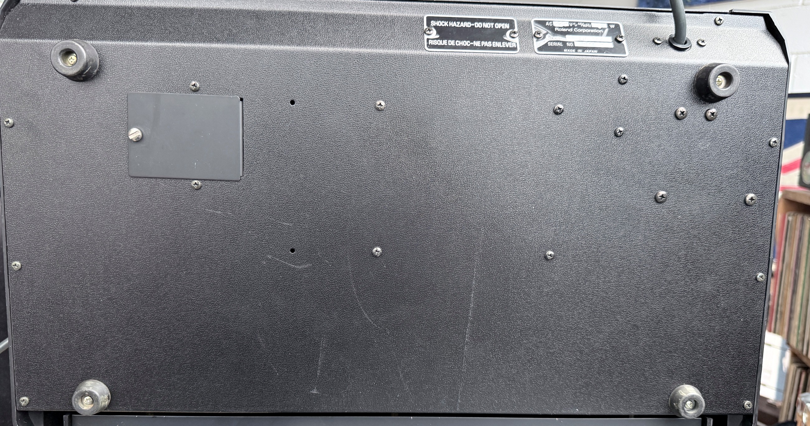 Photograph of the TR-808 cabinet underside