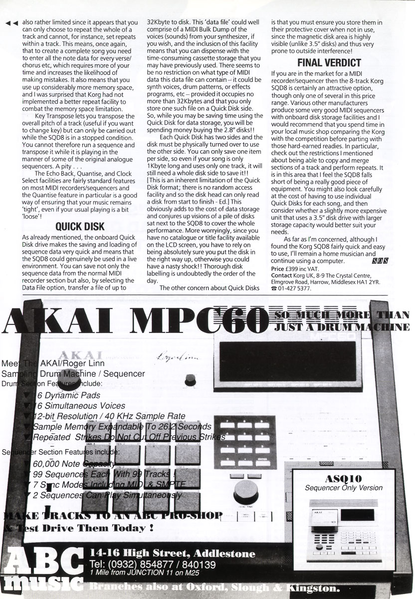 Akai Mpc60 Ad Sos 1988 07