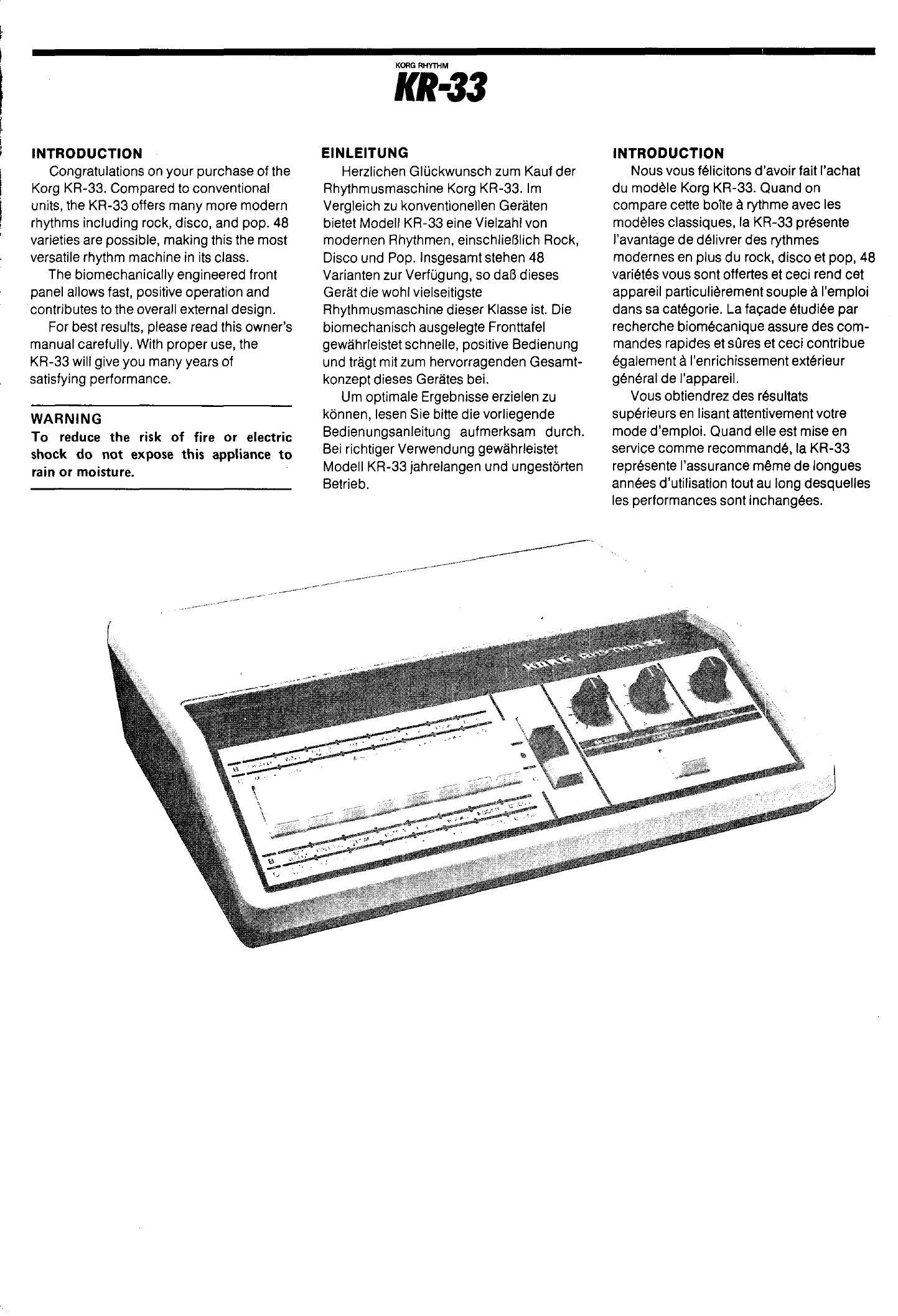 Korg KR-33 owner manual