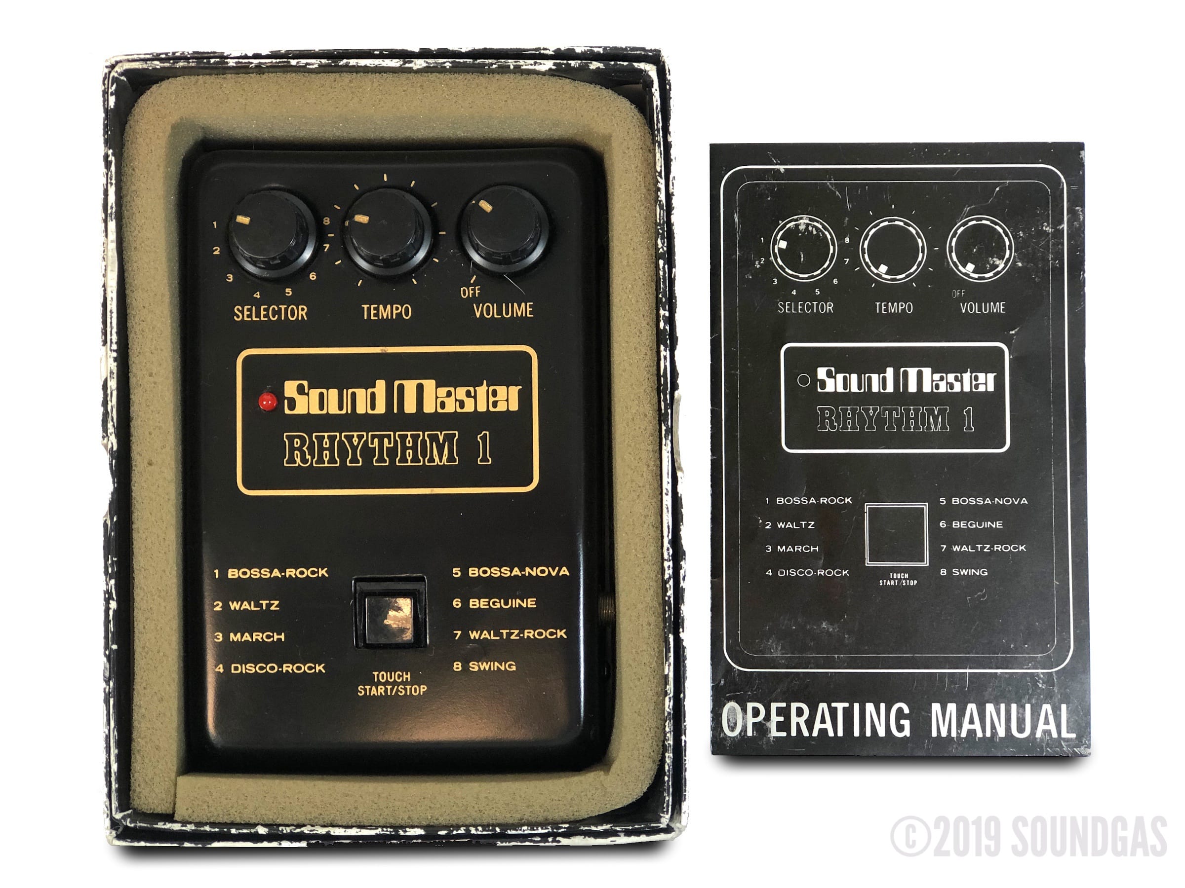 Sound Master Rhythm 1 (SM-8) — boxed pedal and operating manual