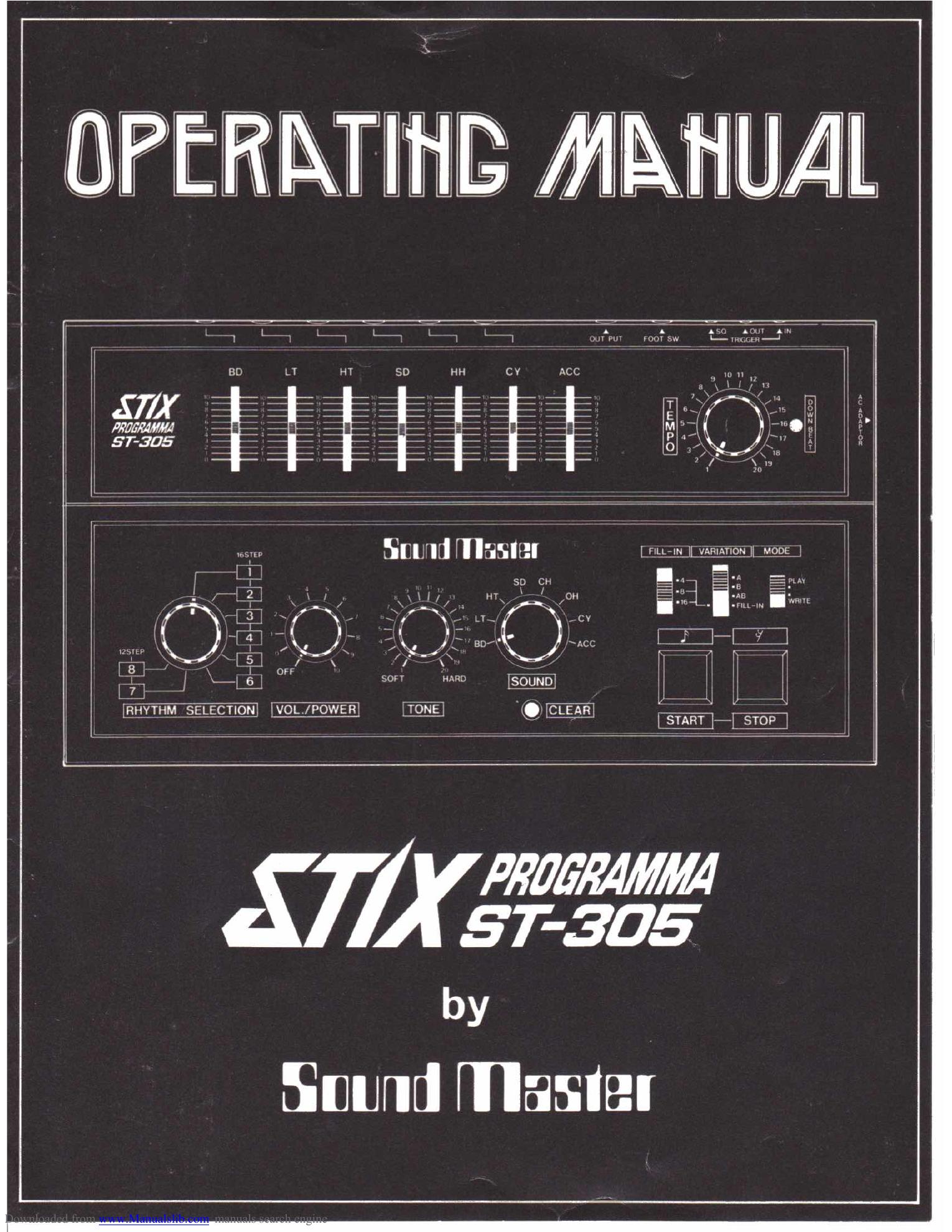 Stix Programma ST-305 Operating Manual