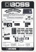 BOSS DR-55 front panel, photographed in its March 1982 advertisement.