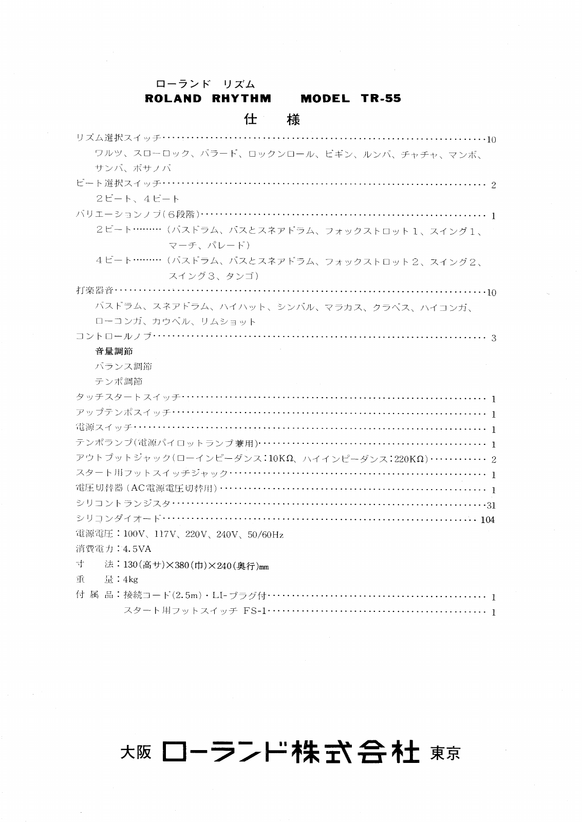 Roland · Voices and specifications · owner’s manual, PDF page 8