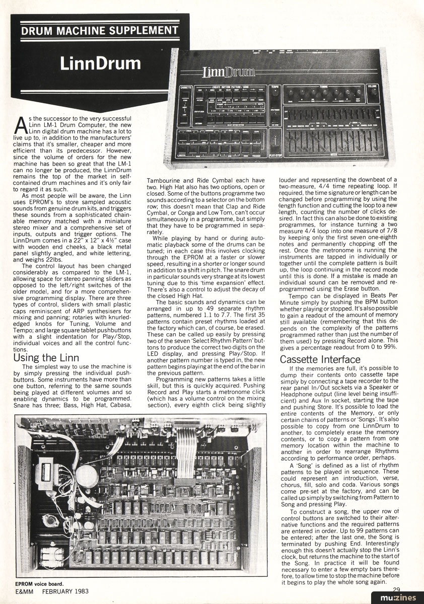 the February 1983 review with front-panel and voice-board photographs