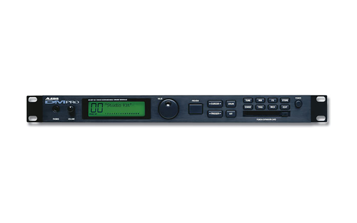 Complete front panel and rack ears of the Alesis DM Pro.