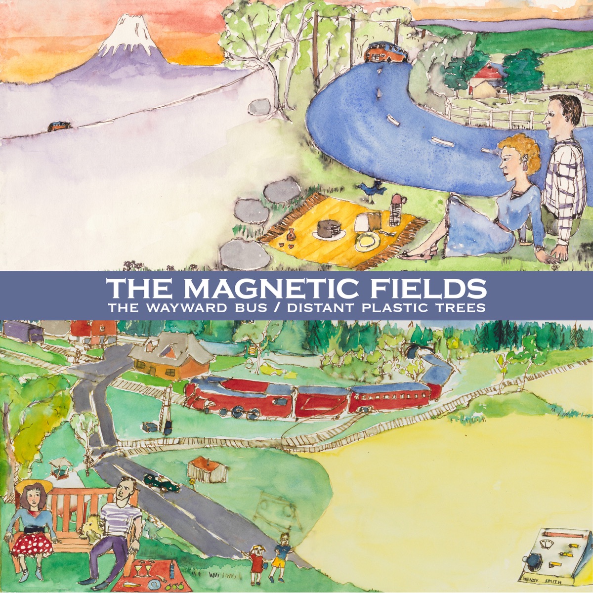 Cover artwork for The Magnetic Fields — The Wayward Bus / Distant Plastic Trees (Remastered).