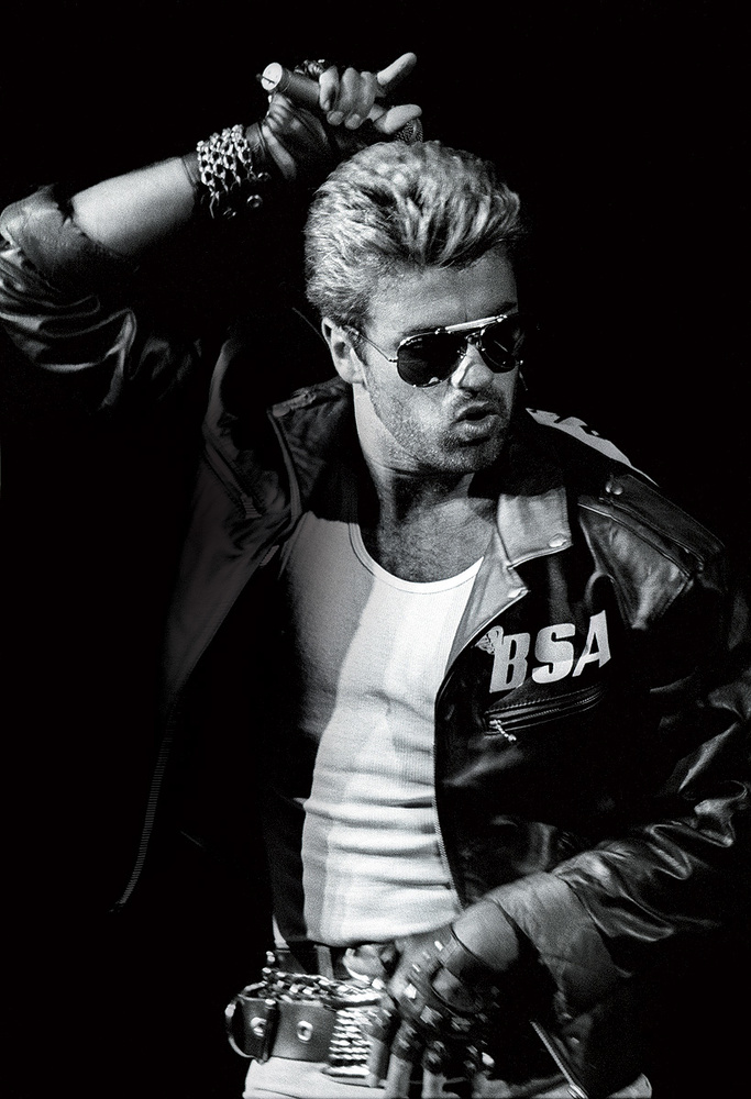 George Michael on stage during the 1988 Faith World Tour.