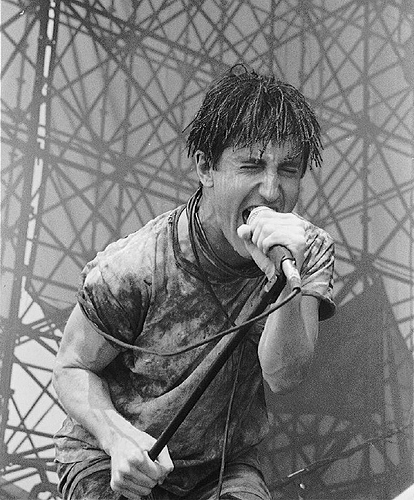 Trent Reznor performing with Nine Inch Nails on the 1991 Lollapalooza tour.