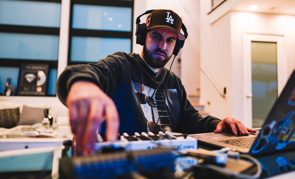 Producer Sean Momberger at work in a studio, photographed for Sound On Sound.