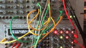 A close view of Chris Carter’s modular patch in the TipTop Boss performance film.