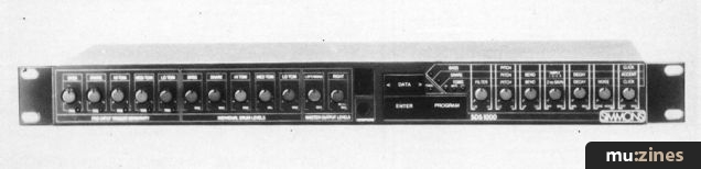 Simmons SDS1000 rack module — July 1986 front panel