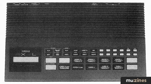 Yamaha RX21L Latin percussion rhythm programmer in the period review photograph.