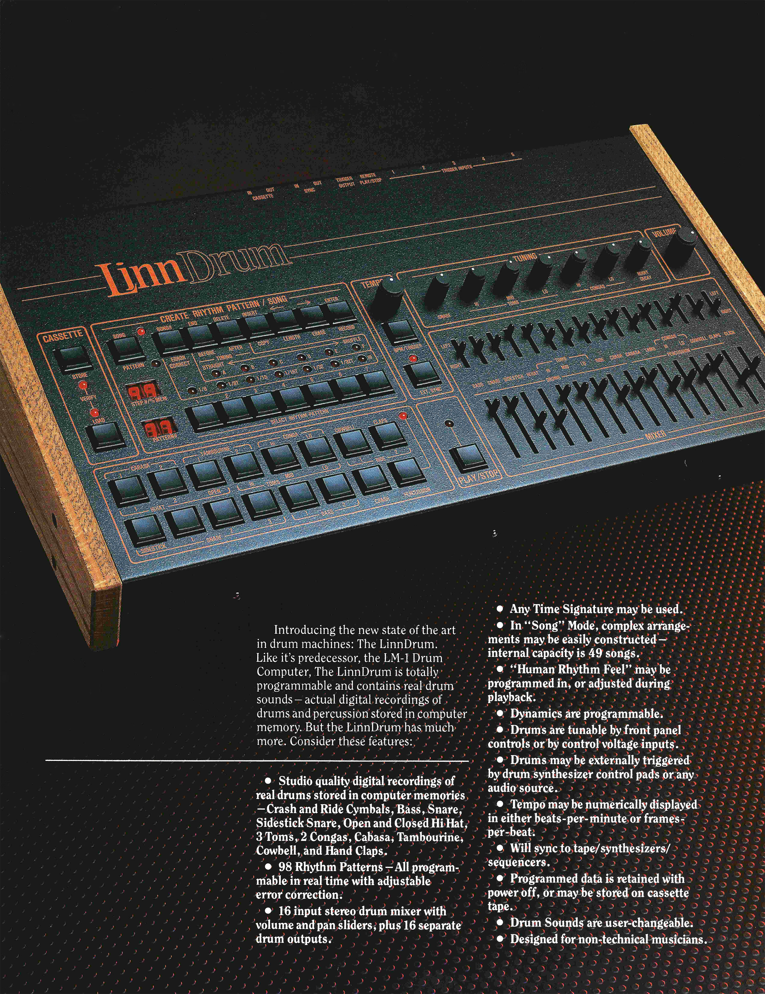 the original LinnDrum promotional sheet