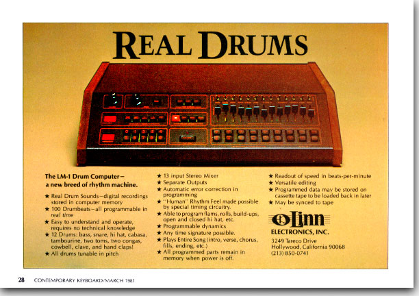 Gold Real Drums advertisement with early logo