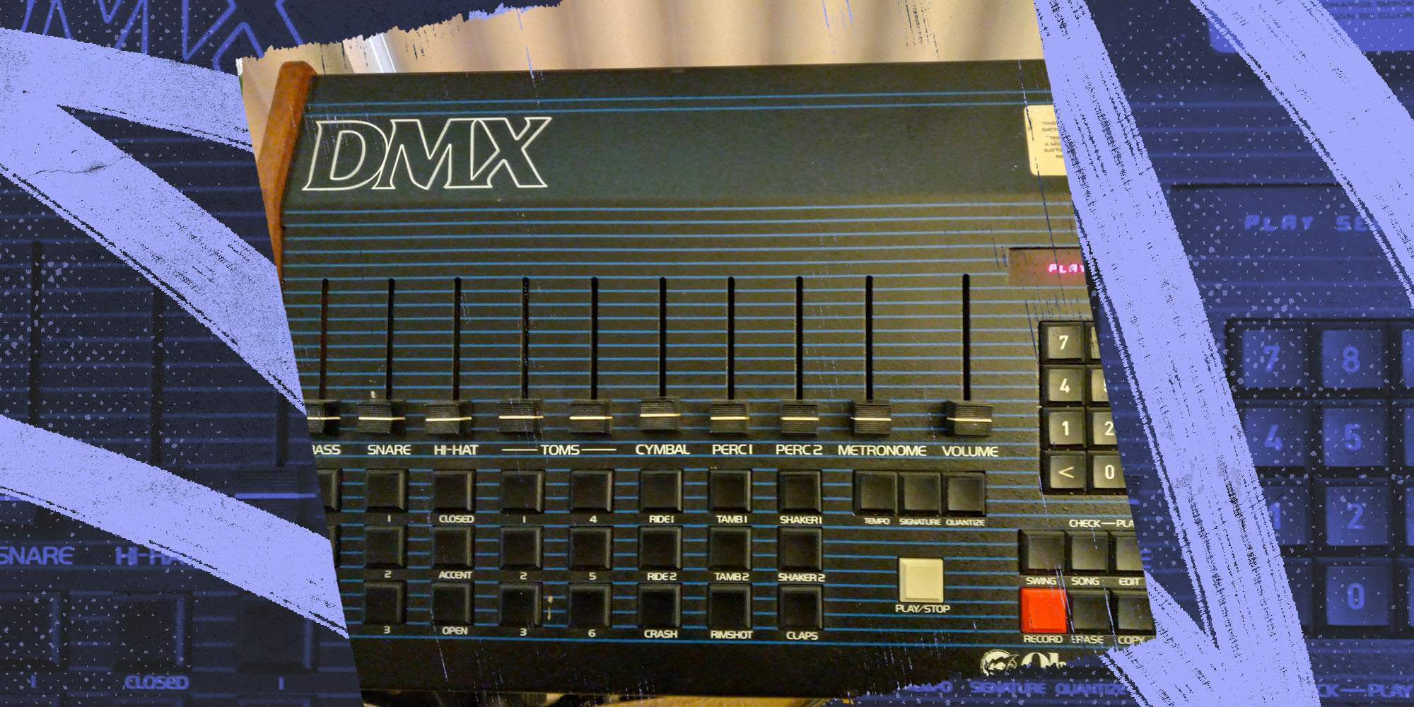 Oberheim DMX formerly owned by Stewart Copeland, photographed for Reverb in 2023.