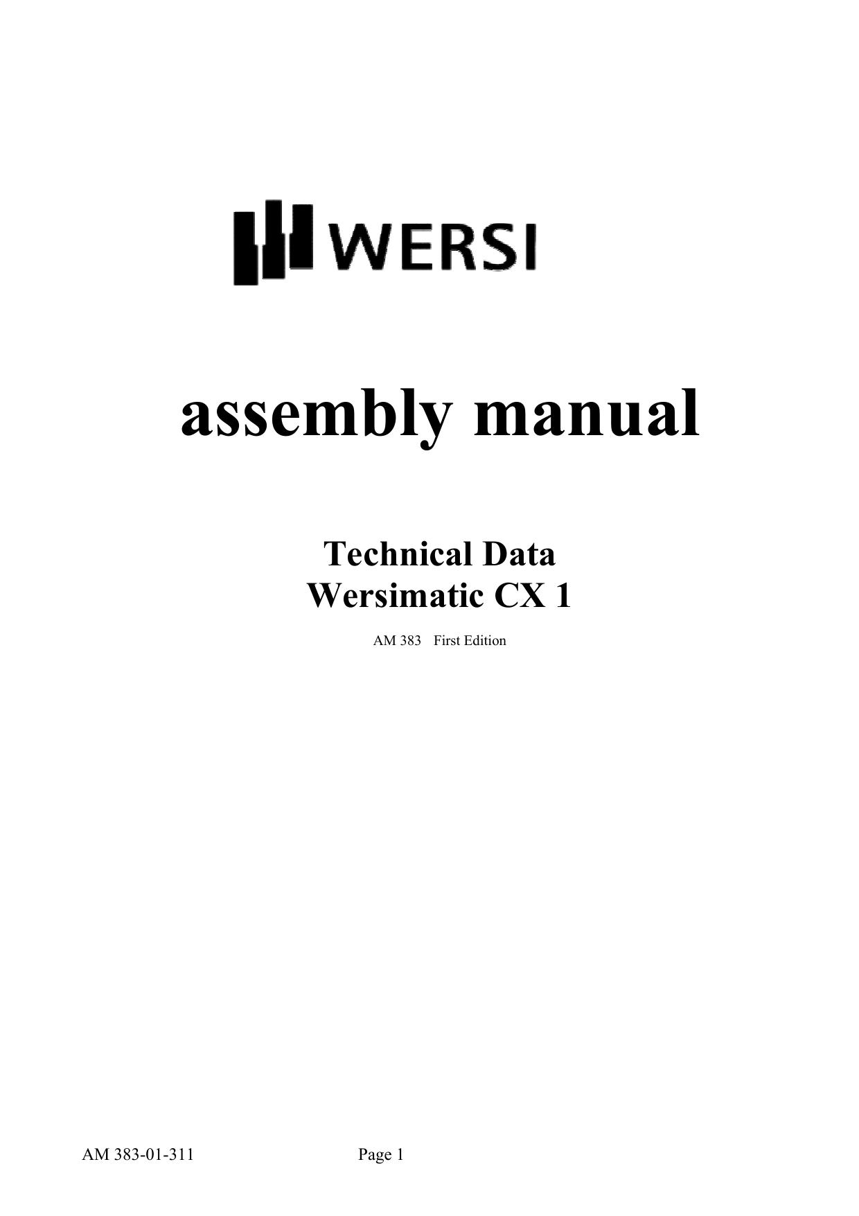 Wersi Wersimatic CX-1 technical data