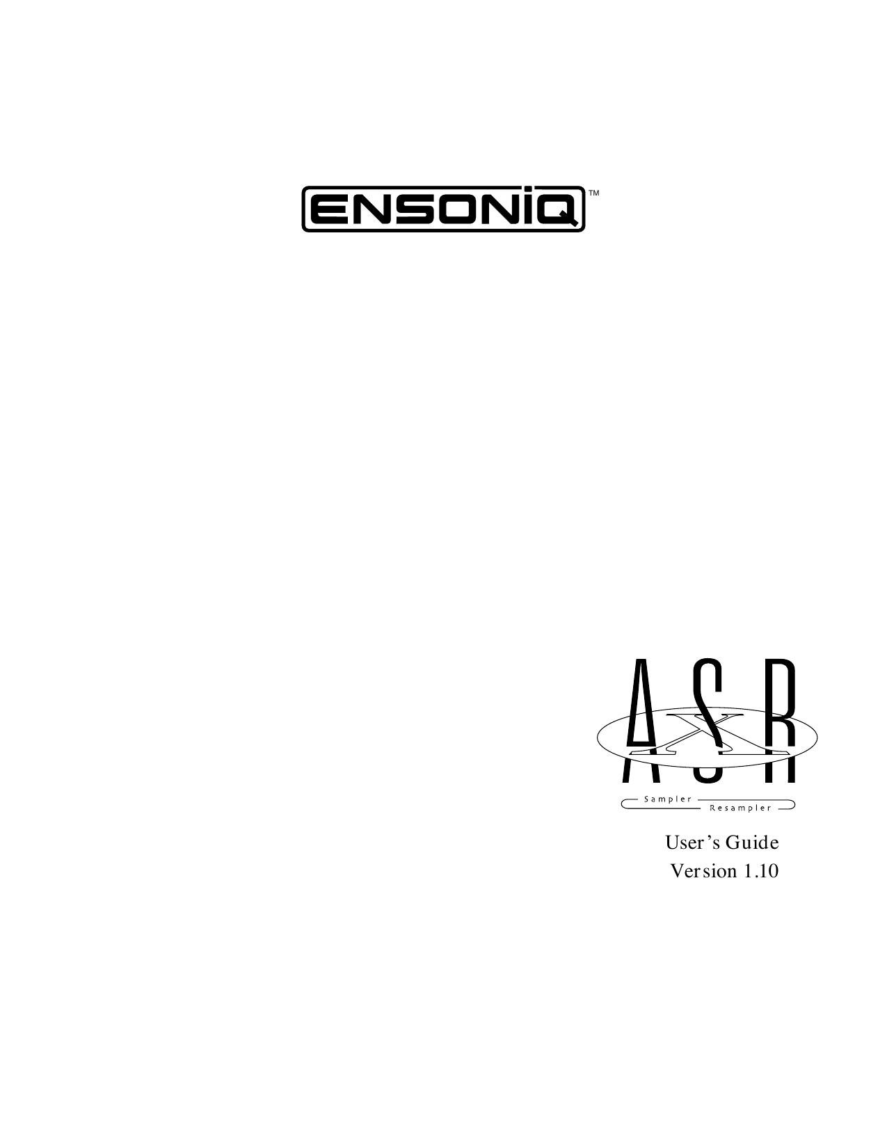 Ensoniq ASR-X User’s Guide