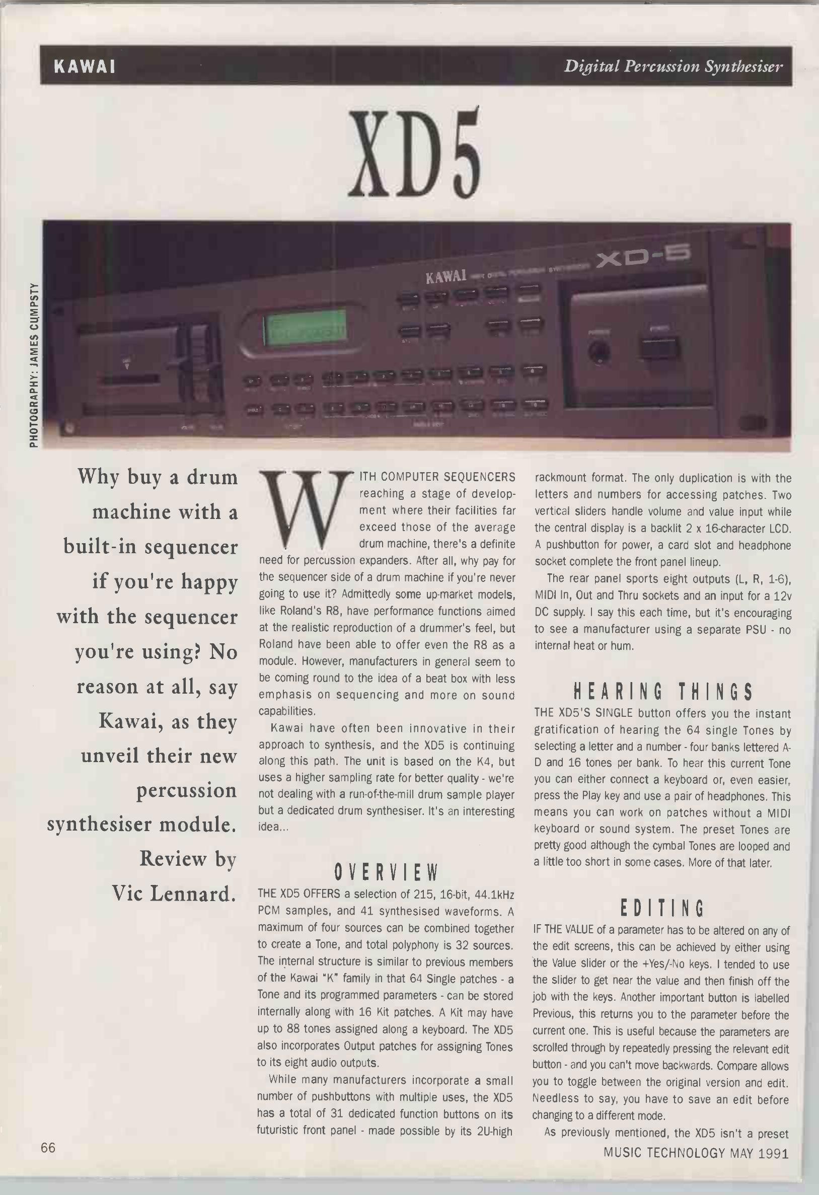Kawai XD-5 in Music Technology, May 1991