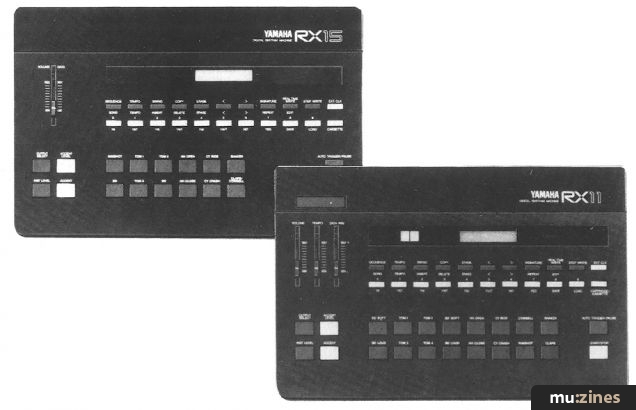 Yamaha RX15 (upper left) and RX11 (lower right). Electronics & Music Maker, via mu:zines.